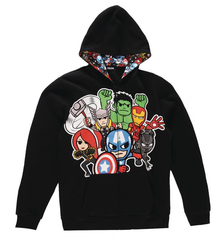 MARVEL X TOKIDOKI AVENGERS BLACK HOODIE LARGE  NEW/NEVER WORN  