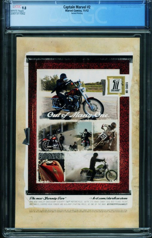 Captain Marvel-Second Print #2  2012 - Marvel -CGC 9.8 - Comic Book-2001511002