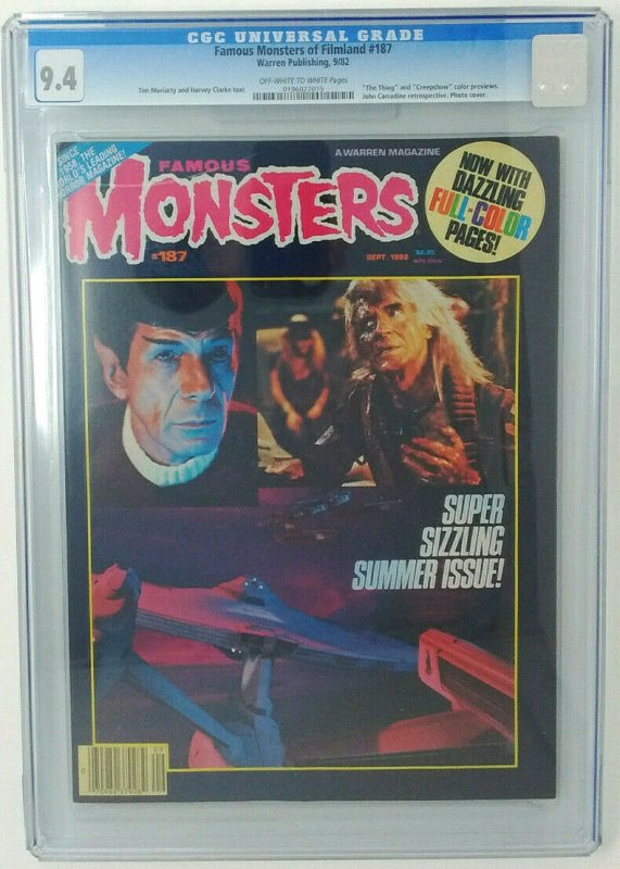 Famous Monsters #187 ~ 1982 Warren ~ CGC 9.4 NM ~The Thing and Creepshow Preview