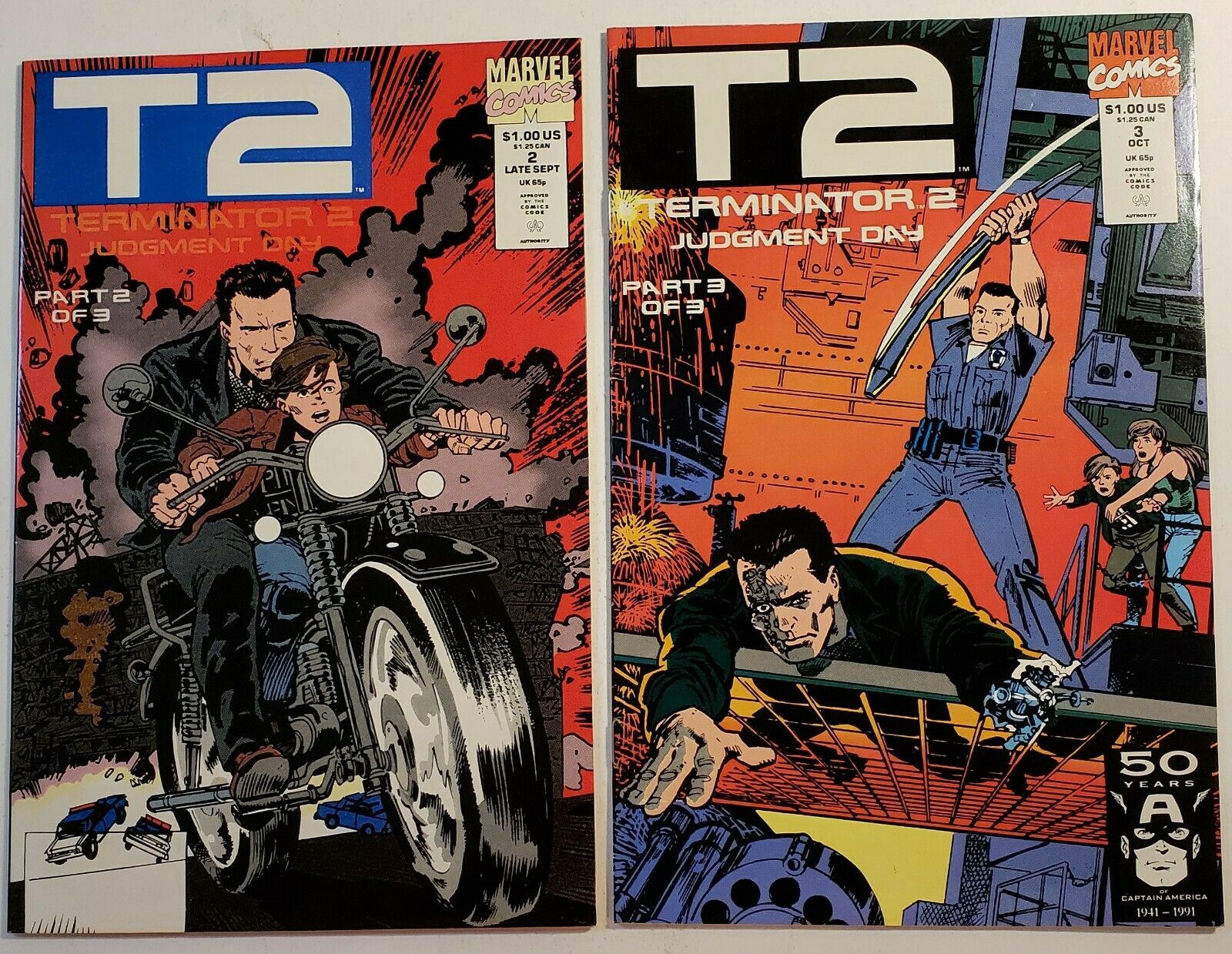Terminator 2 Judgement DAY #1-3 Comic Adaptation Marvel Comics 1991 ...