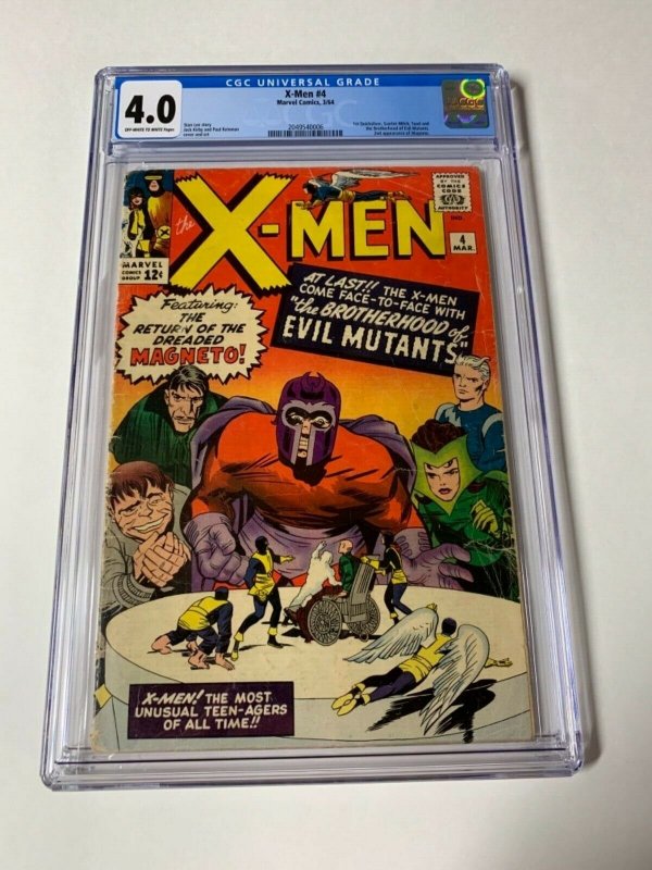 X-men 4 Cgc 4.0 Ow/w Pages 1st Scarlet Witch Quicksilver Marvel Silver Age