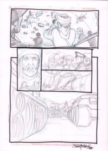 Middle East War & Tanks Pencil Page Layout - Signed Art By Barry Kitson - 2023