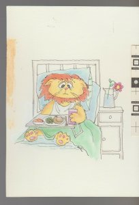 UGH WHAT A MESS Cartoon Lion in Hospital 5.5x7.5 Greeting Card Art #C9642