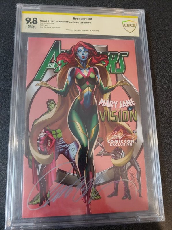 AVENGERS #8 CBCS 9.8 SIGNATURE SERIES SIGNED BY J.SCOTT CAMPBELL.  CAMPBELL STOR