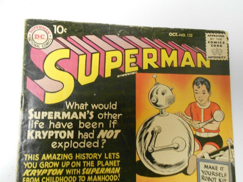 1959 SUPERMAN #132 Batman app ZAL-EL Futuro VG-