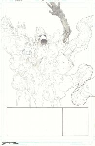 Secret Wars #8 p.15 Giant Sized Groot consumes Castle Doom '15 art by Esad Ribic