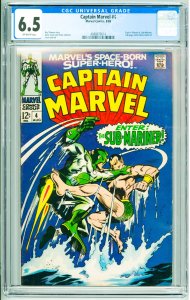 Captain Marvel #4 (1968) CGC 6.5! OW Pages!