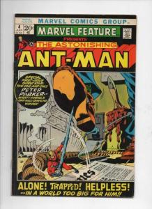 MARVEL FEATURE #4, VG+, Ant-Man, Origin, Spider-man, 1971, more in store