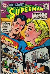 Superman #212 80 Page Giant ORIGINAL Vintage 1968 DC Comics (staples replaced)