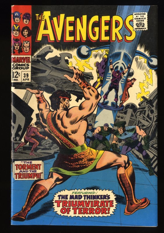 Avengers #39 VF 8.0 White Pages Black Widow Cameo! Mad Thinker!