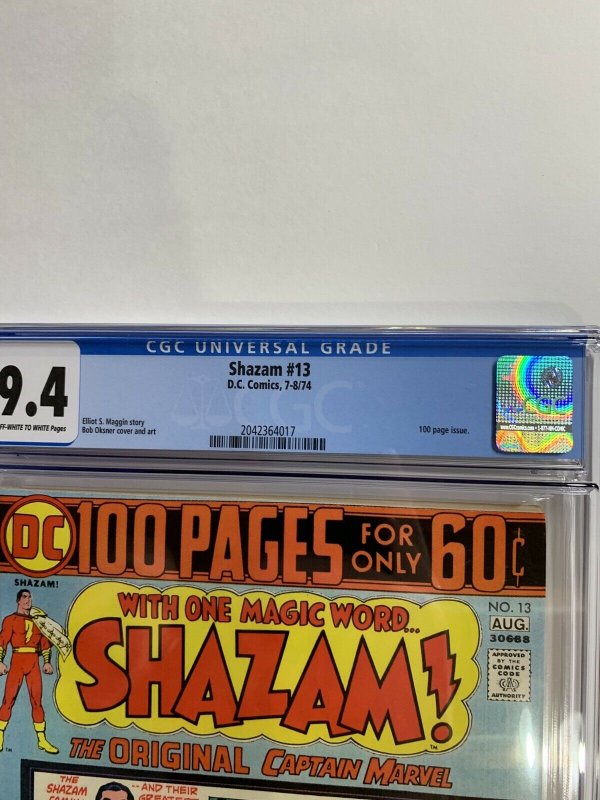 Shazam 13 Cgc 9.4 Ow/w Pages Dc Comics Bronze Age 2042364017 