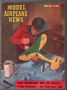 Model Airplane News 3/1949-photo cover-photos-diagrams-builder tips-VG