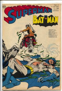 Superman Batman #14 1970-Batman & motorcycle cover-German language-VG