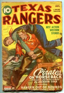 Texas Rangers Pulp August 1945- Jim Hattfield- Pirates on Horseback VG