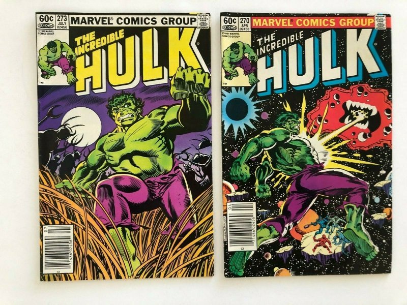 Lot of 6~Marvel THE INCREDIBLE HULK#270,273,278-281 FN (A437)