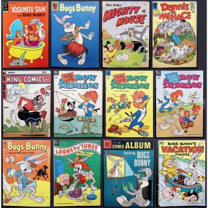 Vintage 12x Comic Book Lot: Bugs Bunny, Mighty Mouse, Dennis The Menace + More