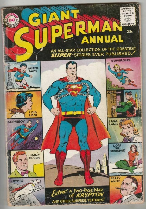 Superman, Giant Annual #1 (Jan-60) GD- Affordable-Grade Superman, Jimmy Olsen...