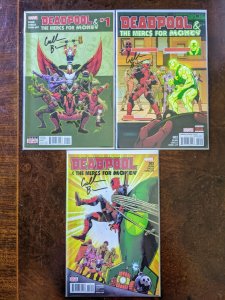 SIGNED DEADPOOL'S MERCS FOR MONEY! EACH ISSUE. #1-3! MINT!! HOT!