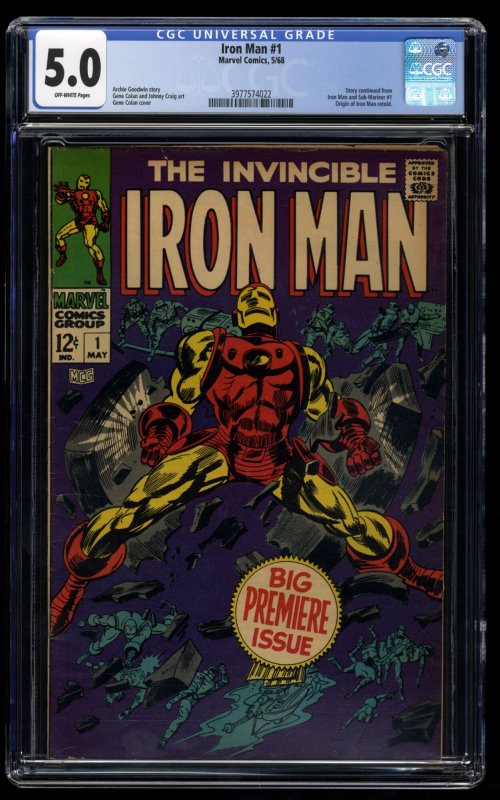 Iron Man #1 CGC VG/FN 5.0 Off White