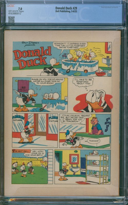 Donald Duck #29 Carl Barks Cover Dell 1953 CGC 7.0