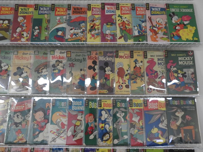 Huge Lot of  150+ Comics W/ Bugs Bunny, Mickey Mouse, Uncle Scrooge! Avg. VG