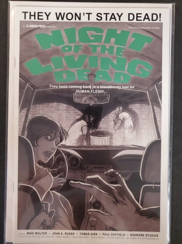 Night of the Living Dead #2 Classic Black & White Avatar NM+ Comic Book Zombie