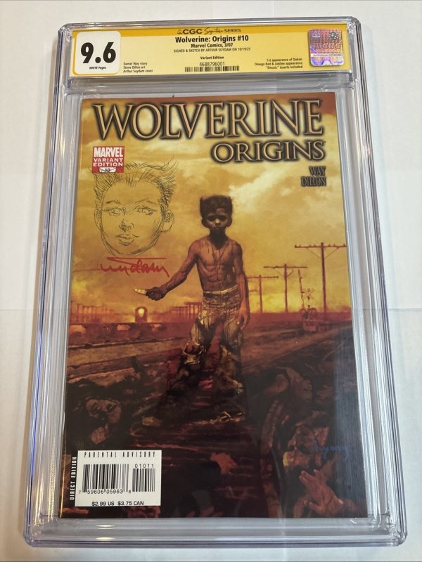 Wolverine Origins (2007) # 10 (CGC 9.6 SS) Signed Sketch Arthur  • 1st Daken App