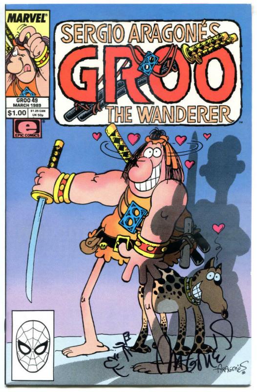 GROO the WANDERER #49, VF/NM, Signed  Sergio Aragones w/ head art, Chakaal, Love