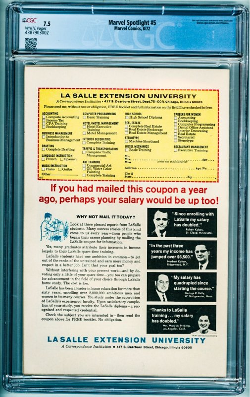 Marvel Spotlight #5 (1972) CGC 7.5! 1st Appearance of Ghost Rider! White Pages!