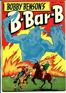 Bobby Benson's B-Bar-B Riders #7 1951-ME-Indian attack flaming cover-Powell-VG