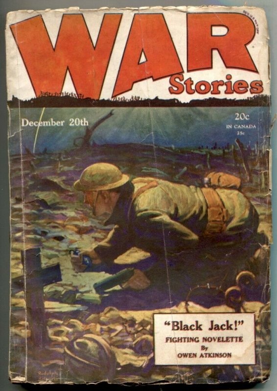 War Stories Pulp December 20 1928- Black Jack G/VG