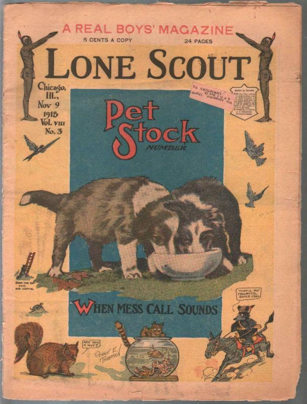 Lone Scout Vol. 8 #3 11/9/1918-A Real Boy's Magazine-5¢ cover price-VG