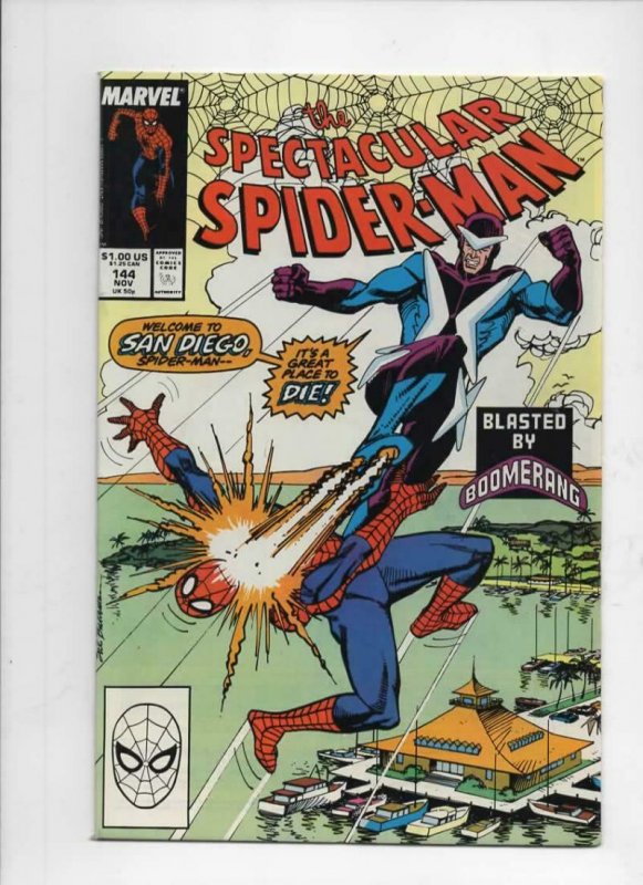 Peter Parker SPECTACULAR SPIDER-MAN #144 VF/NM Boomerang 1976 1988 more in store