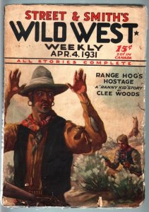 WILD WEST WEEKLY-4/4/1931-PULP-COOL COVER VG/FN