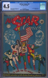 ALL STAR COMICS #22 CGC 4.5 SHELDON MOLDOFF CLASSIC FLAG COVER