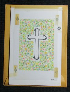 ON YOUR CONFIRMATION Cross with Pink Flowers 7x11 Greeting Card Art #M9468