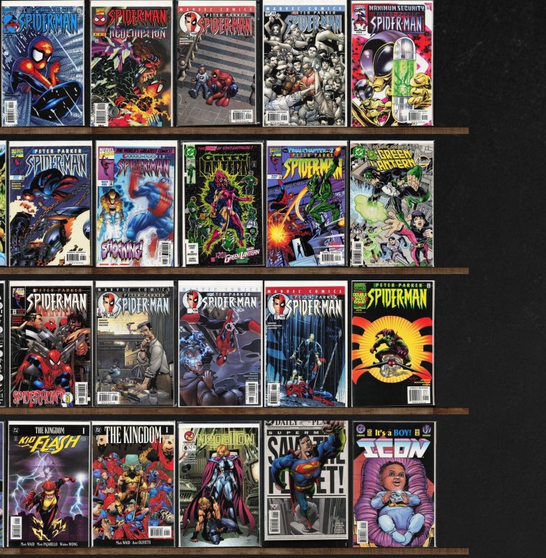 Huge Lot 130+ Comics with Green Lantern, Icon, Peter Parker: Spider-Man & More!
