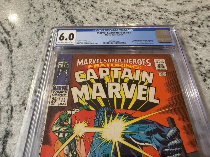 Marvel Super Heroes # 13 CGC Graded 6.0 Marvel Comic Book Captain Marvel JH28