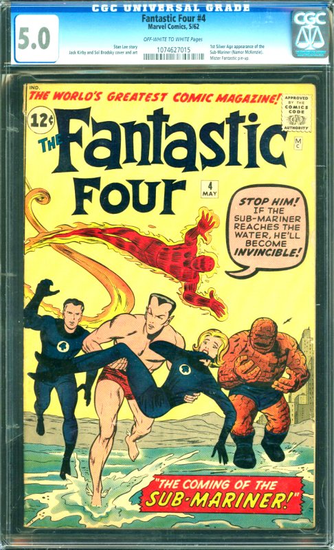 Fantastic Four #4 CGC Graded 5.0 1st Silver Age appearance of the Sub-Mariner...