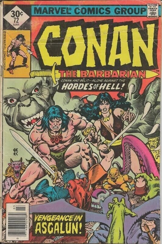 Conan the Barbarian #72 ORIGINAL Vintage 1977 Marvel Comics GGA 