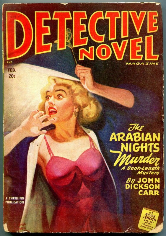 Detective Novel Pulp February 1949- Belarski cover- Arabian Nights Murder VG