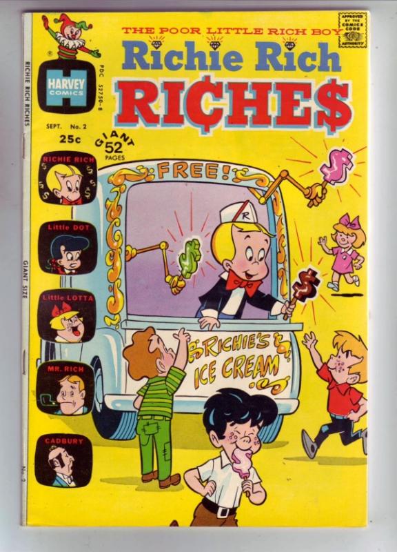 Richie Rich Riches #2 (Sep-72) VF- High-Grade Richie Rich