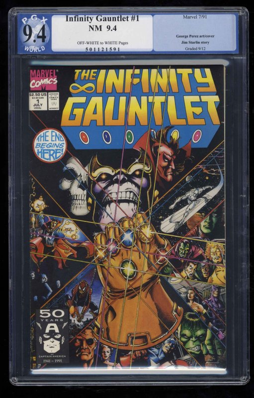 Infinity Gauntlet #1 PGX NM 9.4 Off White to White