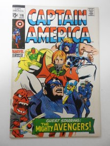 Captain America #116 (1969) VG+ Condition centerfold detached bottom staple