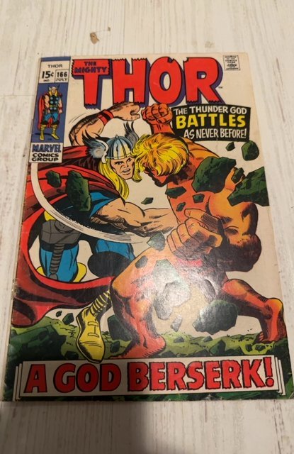 Thor #166 (1969)a god berserk-fest Warlock/Him