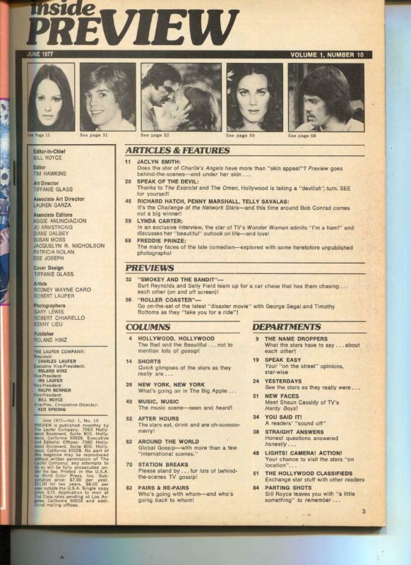 PreVIEW-Lynda Carter-Jaclyn Smith-Freddie Prinze-June-1977