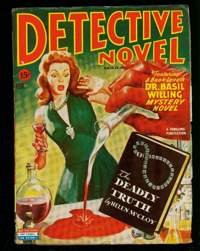 Detective Novel Feb 1945- Thrilling Pulp- Spicy Menace Cover- Basil Willing