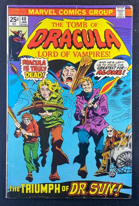 Tomb of Dracula (1972) #40 VG+ (4.5) Gene Colan Death of Juno