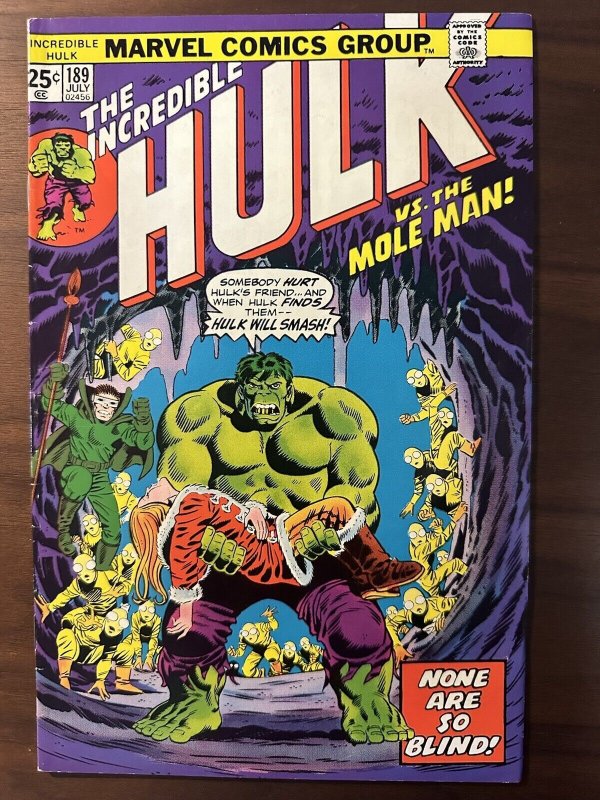 Incredible Hulk #189 FN “None Are So Blind!” Herb Trimpe Cvr(Marvel 1975)