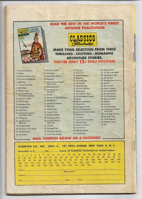 Classics Illustrated #144 (1958) First Printing  GD